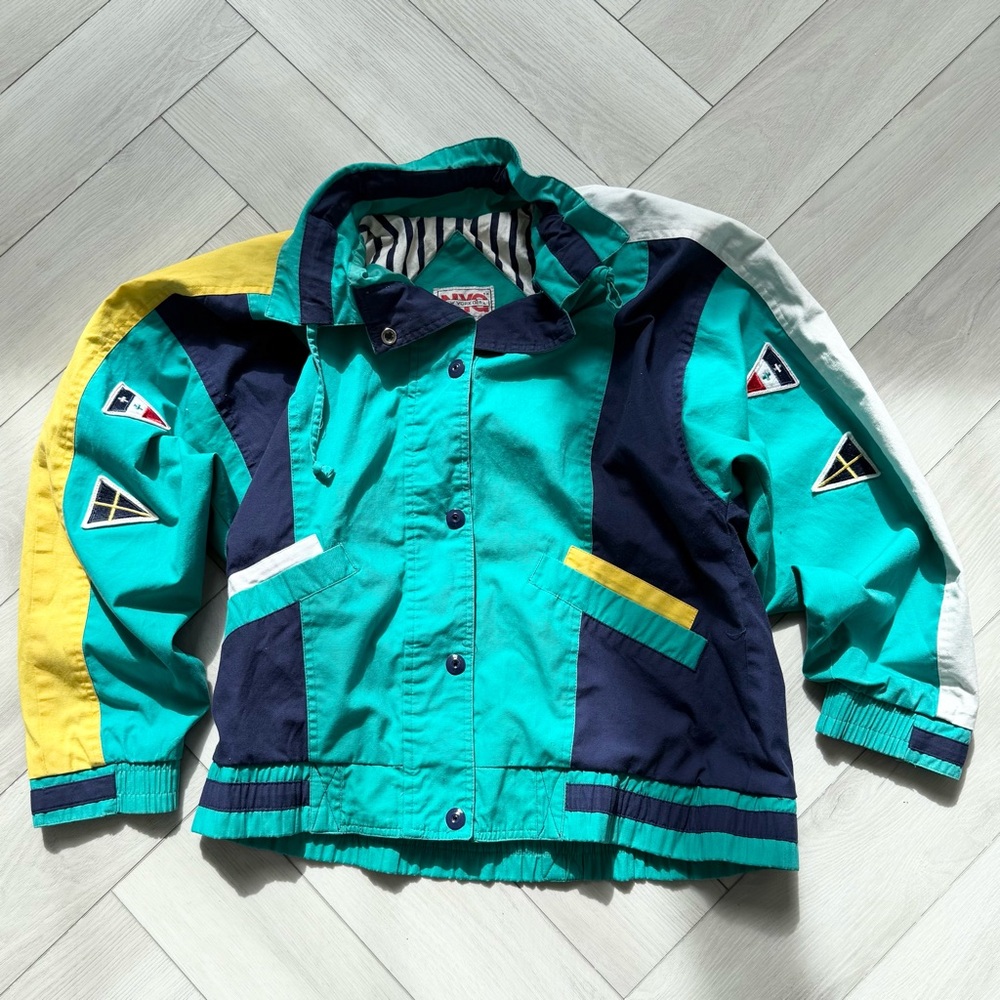 ๐ 80s Retro Color Block Patch Jacket - Picture 3 of 10